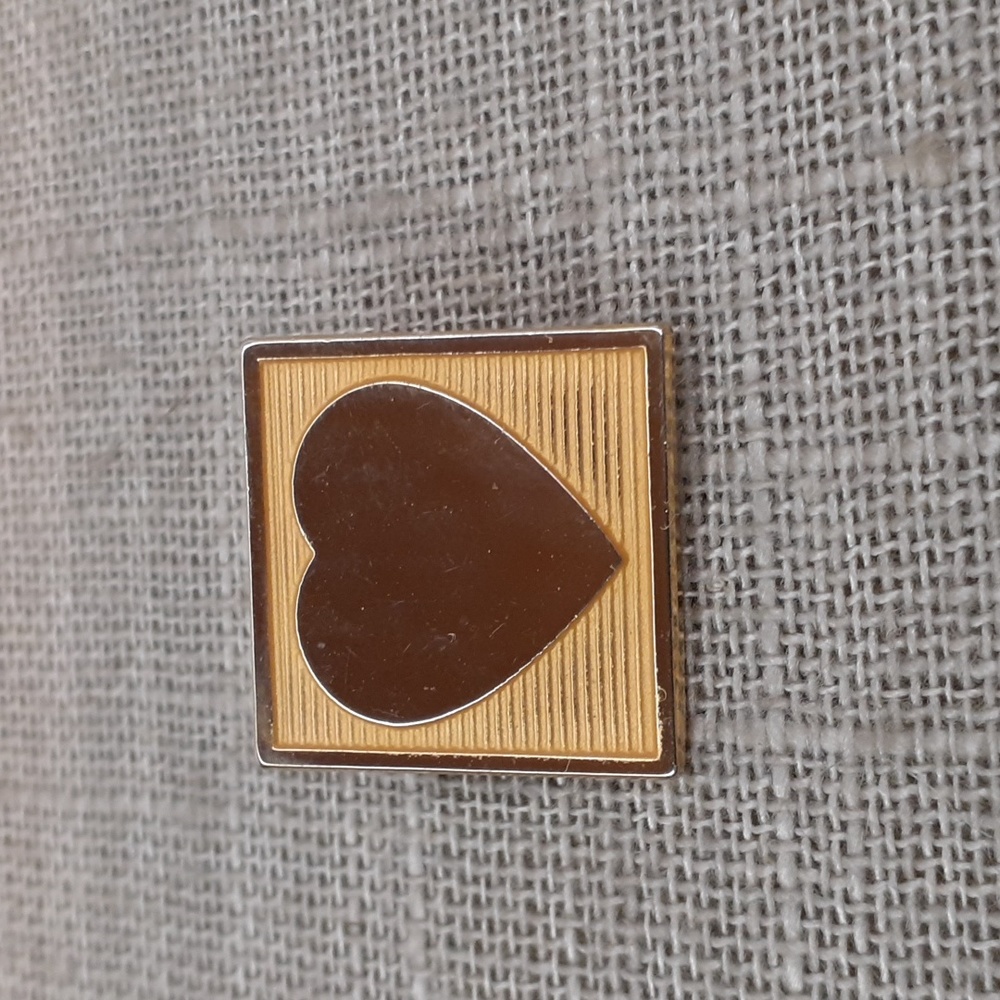 Gold Tone Square Heart Pin Vintage